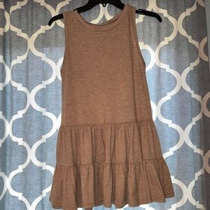 Unbranded Khaki Ruffle Bottom Tank (S)